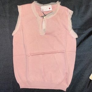Lanvin Girls sleeveless sweater- Old Pink- Size 6